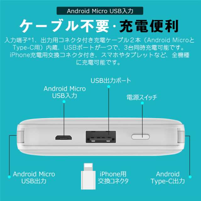 モバイルバッテリー 12000mAh 急速充電 全機種スマホ対応 iPhone/iPad/Android Micro/Type-C スマホ/タブレット対応  PSE認証の通販はau PAY マーケット - 明誠ショップ