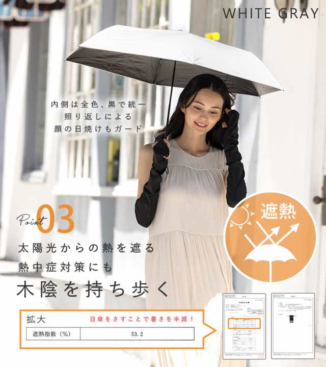 晴雨兼用 完全遮光 折り畳み傘 紫外線 UVカット 日傘 雨傘 オフホワイト-