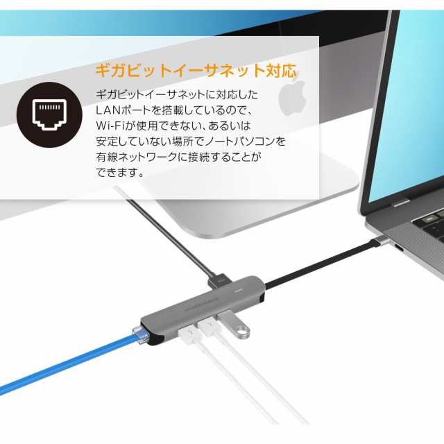 Usb Type C Hub ハブ Hyperdrive 6in1 Usb C Hub 急速充電可能 高速データ転送 4k高画質 Lanケーブル Hyper ハブ の通販はau Pay マーケット Mycase Casual