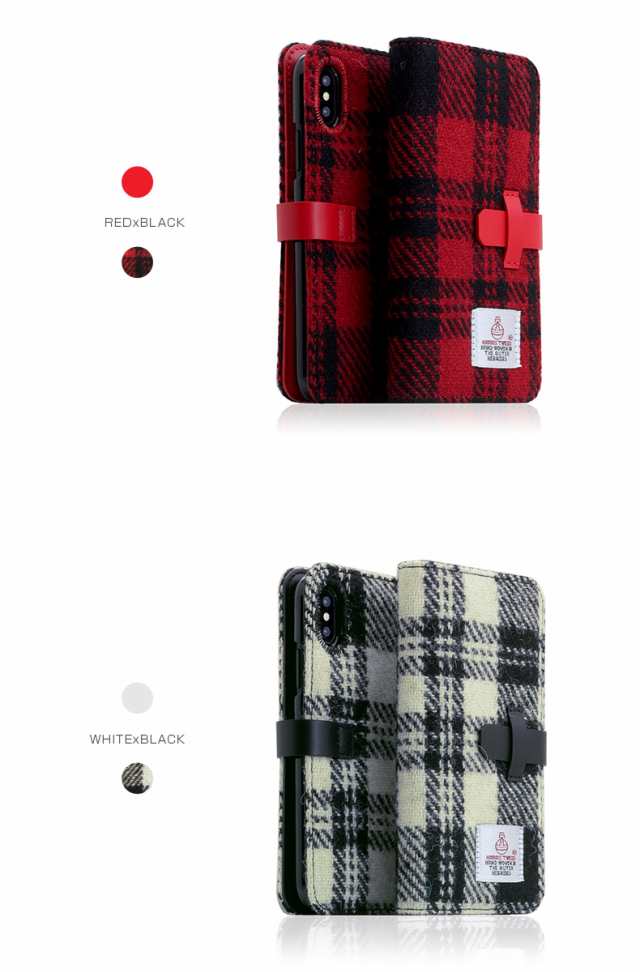 iPhone XS / X ケース SLG Design Harris Tweed Diary 手帳型 本革 