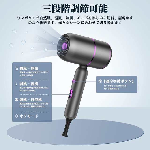 りぃの商品たちドライヤー ヘアドライヤーマイナスイオン 速乾 大風量