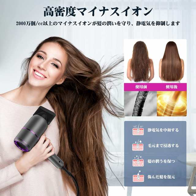 ドライヤー 大風量 速乾 軽い マイナスイオン 1500W ヘアドライヤー