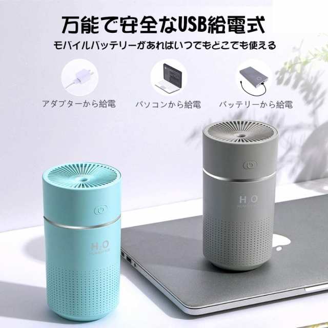 卓上加湿器 大容量360ml USB給電式 小型静音 超音波式 ホワイト