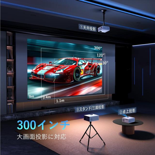 プロジェクター 天井 家庭用 天井投影 スクリーン 100インチ 対応