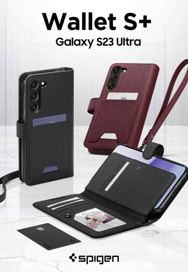【色: ブラック】Spigen Galaxy S23 Ultra ケース 手帳型