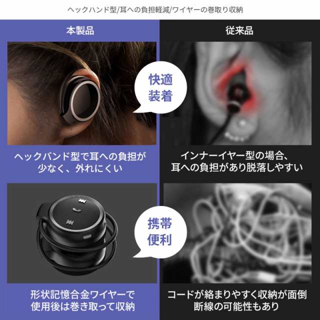 ヘッドホン Bluetooth ワイヤレス MP3プレーヤー内蔵 マイク付き イヤホン ネックバンド式 通話可能 音楽プレーヤー 両耳  大容量バッテの通販はau PAY マーケット - As shop | au PAY マーケット－通販サイト