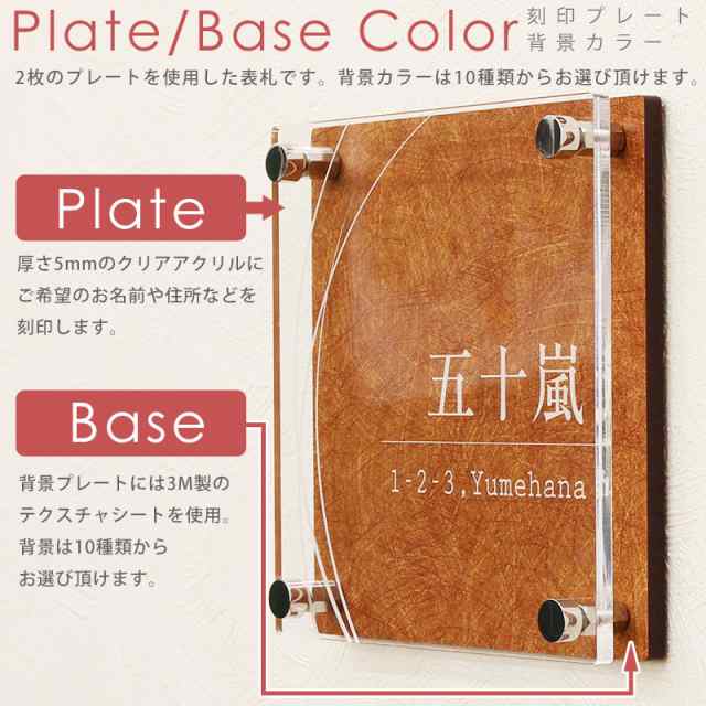 表札 おしゃれ 戸建て クリア アクリル 正方形 立体タイプ 120×120mm 130×130mm 140×140mm 住所表記可