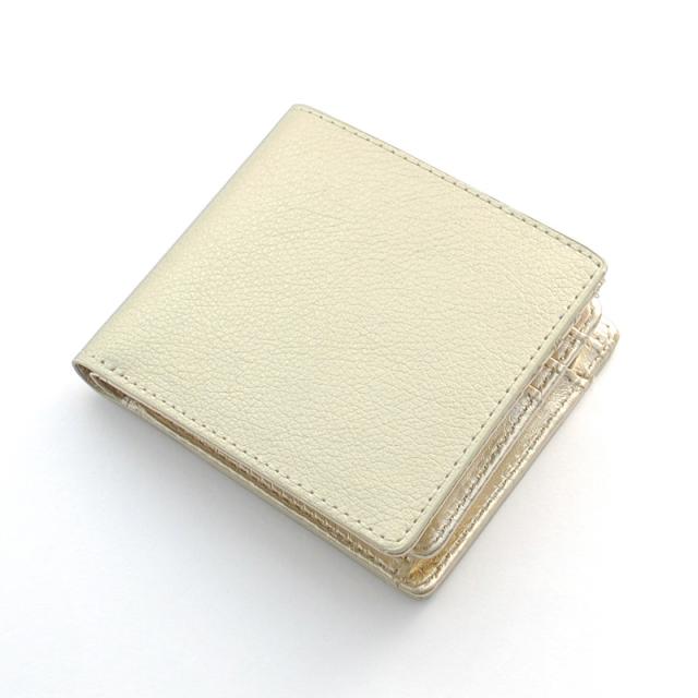 ゴールド財布 二つ折り財布 レディース メンズ Beamz Square シャンパンゴールド 牛革 折財布 メタリックカラー 金色の通販はau Pay マーケット As Shop