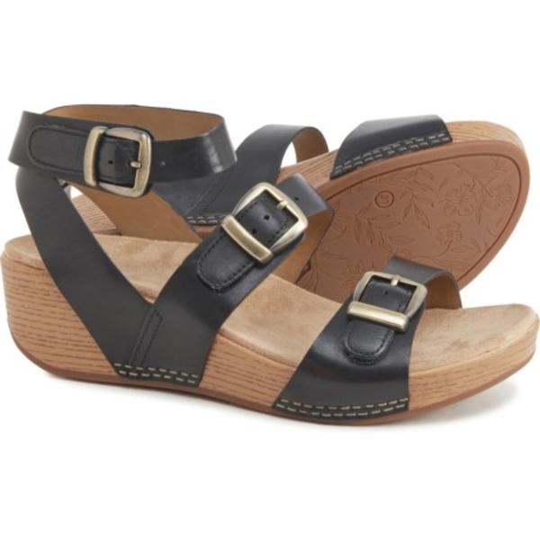 ダンスコ サンダル レディース ルー ブラック 黒 靴 ヒールサンダル ストラップサンダル 厚底サンダル レザー 革 厚底ヒール ウェッジソの通販は