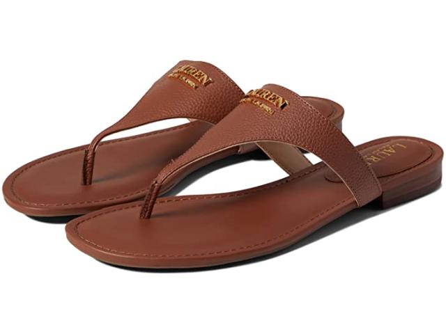 ラルフローレン Ralph Lauren ラルフ レディース サンダル エラー 茶色 ブラウン レザー 革 トングサンダル ビーチサンダル ビーサン ぺ