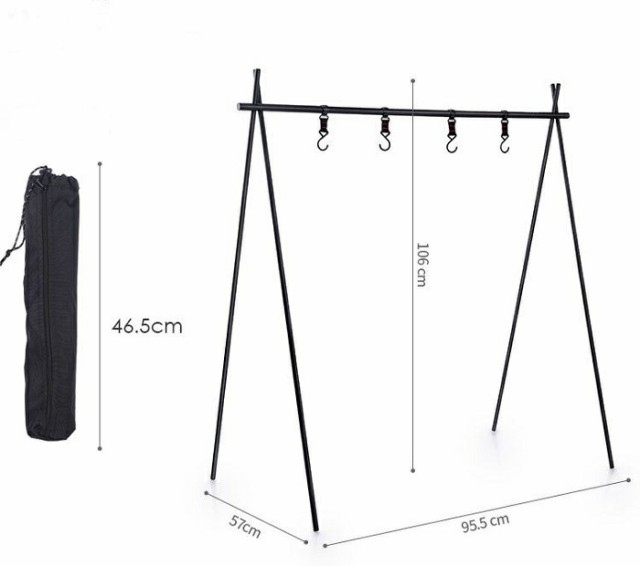 アウトドア キャンプ ハンガーラック フック付アルミ合金 折りたたみ