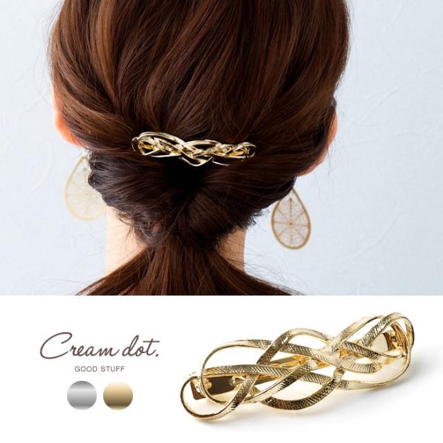 ゆうパケット送料無料 バレッタ 編み込み 金 華奢 ヘアアクセ ヘアアクセ シンプル 上品 ブランド の通販はau Pay マーケット Cream Dot