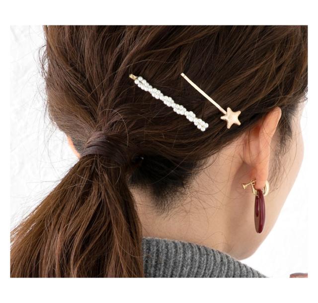 ゆうパケット送料無料 ヘアピン 2点セット おしゃれ ヘアクリップ 前髪 ヘアアクセサリー 星 スター パール 大人カジュアル シンプル の通販はau Pay マーケット Cream Dot