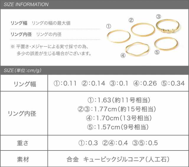 ゆうパケットOK】5点セット リング 指輪 レディース セットリング