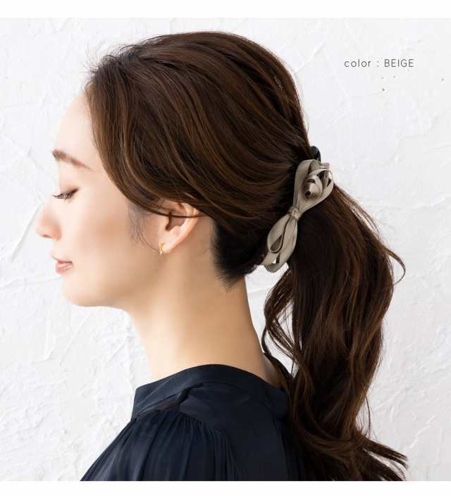 lovelani.com - リボン サテン バナナクリップ ヘアクリップ ポニーテール ベージュ 価格比較