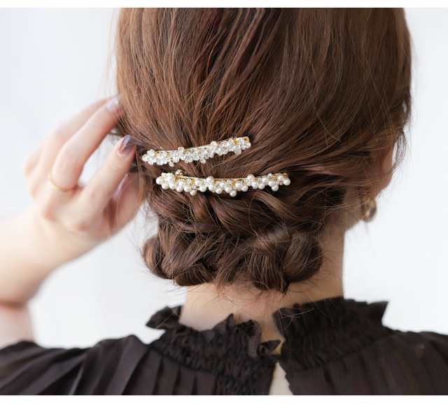 バレッタ ヘアクリップ ヘアアクセサリー 髪留め バブルパール 大人