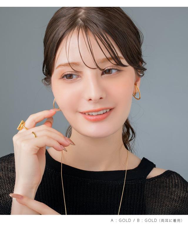 【ゆうパケット送料無料】 イヤーカフ レディース 金属アレルギー ニッケルフリー 18kコーティング イヤカフ 片耳用 メタル 大ぶり 変形 クロス イヤーカフス 大人 ゴールド シルバー ピンクゴールド イヤリング