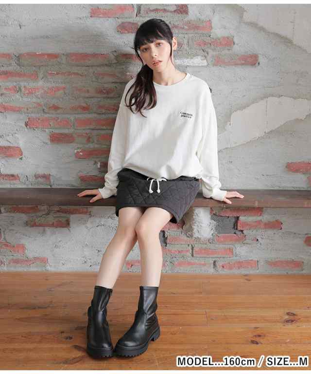 トップス スウェット トレーナー 長袖 ロゴ刺繍 裏毛 ショート丈