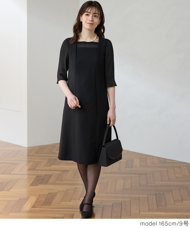 葬儀 通夜 告別式 法事 お盆 法要 喪服 礼服 洗える 前開き 着やすい セットアップ 大きいサイズ レディース Honeys ハニーズ ブラックフォーマル（カラーレス15・17号）_6