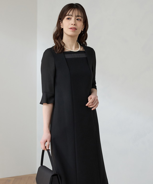 葬儀 通夜 告別式 法事 お盆 法要 喪服 礼服 洗える 前開き 着やすい セットアップ 大きいサイズ レディース Honeys ハニーズ ブラックフォーマル（カラーレス15・17号）_8