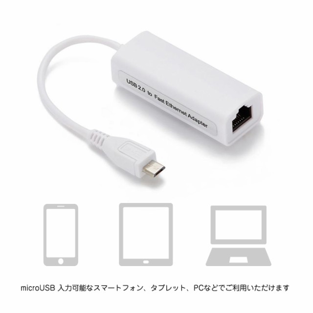 Microusb 変換 アダプタ 有線lanアダプター Lan接続 Lanポート スマホ タブレット Windows Android 対応の通販はau Pay マーケット Arts Factory