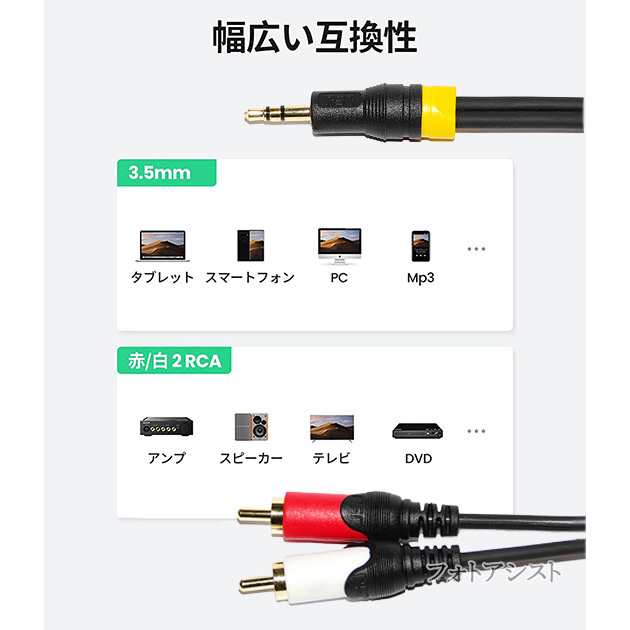 互換品】その他メーカー6対応 RCAオーディオケーブル 1.8m (ステレオ