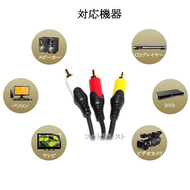 互換品】MITSUBISHI/三菱電機対応 AVケーブル 3色RCAプラグ 1.8m (3RCA