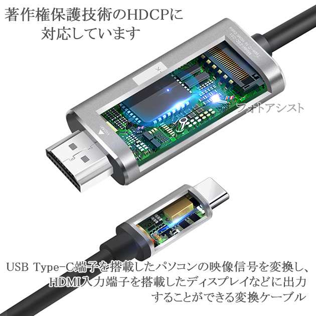 USB Type-C用HDMI変換ケーブル 1.8m 4K 60Hz Thunderbolt3対応 USB