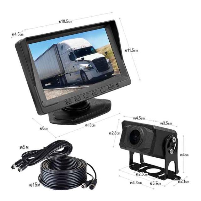 車載DVRセット AHDカメラ2個 7インチモニターレコーダー AHD録画対応 DC12-24V汎用 5m+15mケーブル  CDVR72_9