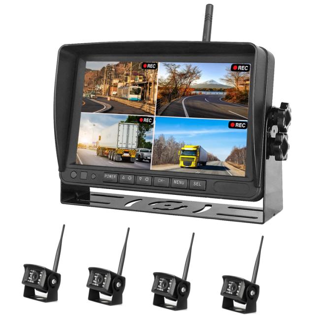 デジタル式DVRセット ワイヤレスカメラ4個 4CH同時録画可 DC12-24V汎用 DVRモニターとバックカメラセット W607DVR4C 28,366円