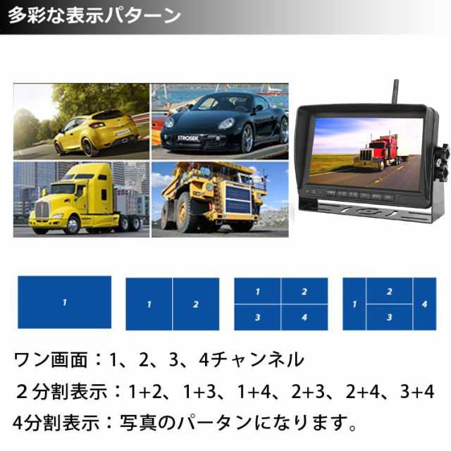 デジタルワイヤレスカメラシステム 4分割 カメラ4個 4CH同時録画可 日本語メニュー 12-24V汎用 4CH無線監視モニターセット  W607DVR4Cの通販はau PAY マーケット オリジンモール au PAY マーケット店 au PAY マーケット－通販サイト