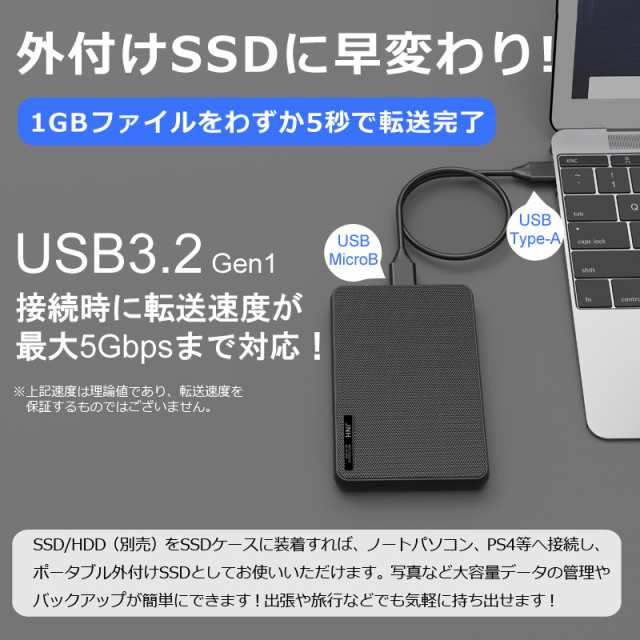 JNH製2.5インチHDD/SSDケース hddケース 2.5インチ USB3.2 Gen1 USB