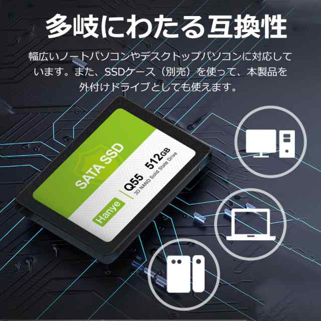 Hanye 512GB 内蔵型SSD 2.5インチ 7mm SATAIII 6Gb/s 550MB/s 3D NAND採用 アルミ製筐体 正規代理店品  国内3年保証 ネコポス送料無料の通販はau PAY マーケット - 嘉年華