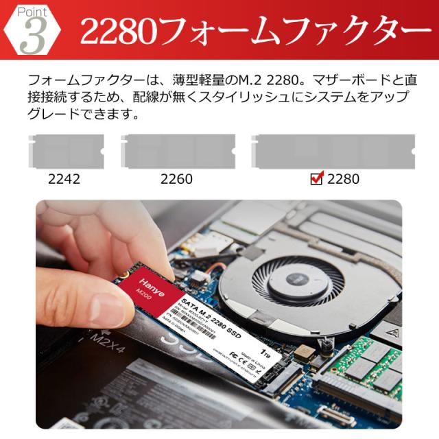 Hanye SSD 1TB 内蔵 SATA M.2 2280 SATA III 6.0Gb/s M200 正規代理店