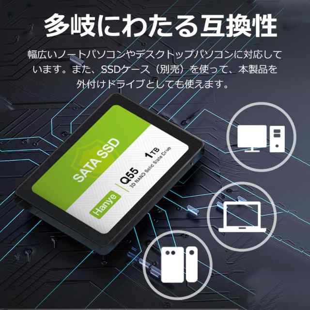 Hanye 1TB(1000GB) 内蔵型SSD 2.5インチ 7mm SATAIII 6Gb/s 550MB/s 3D NAND採用 アルミ製筐体  正規代理店品 国内3年保証 ネコポス送料無の通販はau PAY マーケット - 嘉年華