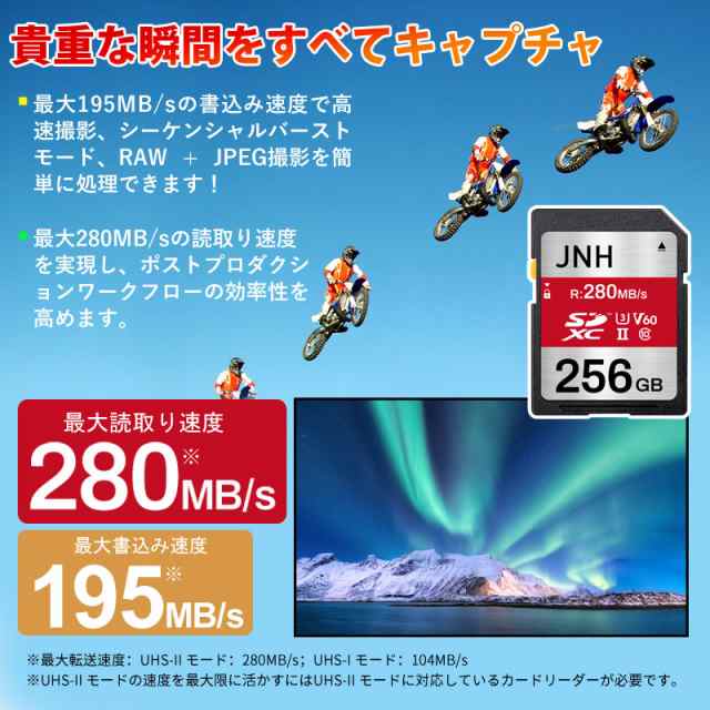 送料無料 SDXCカード 256GB UHS-II U3 V60 超高速R:280MB/s W