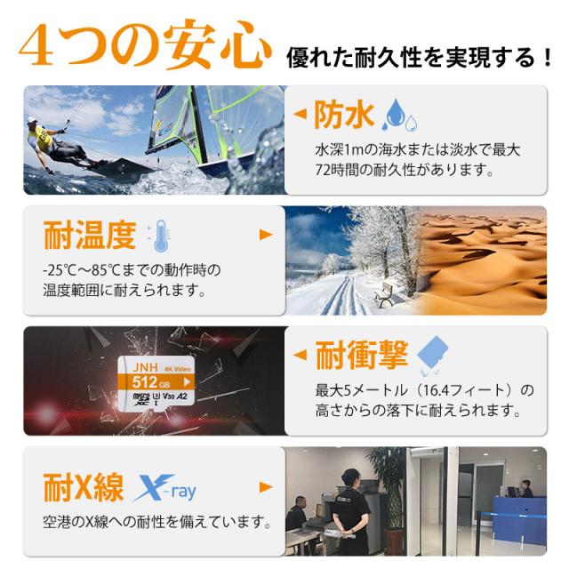 microSDXC 512GB JNHブランド 超高速 R:100MB/S  W:85MB/S  Class10 UHS-I U3 V30 4K Ultra HD A2対応 5年保証 Nintendo Switch/DJI OSMO/GoPro動作確認済 microsdカード microsd 512gb ポイント消化_9