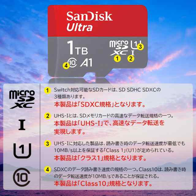 microSDXCカード マイクロSDカード 1TB SanDisk UHS-I U1 A1対応 R