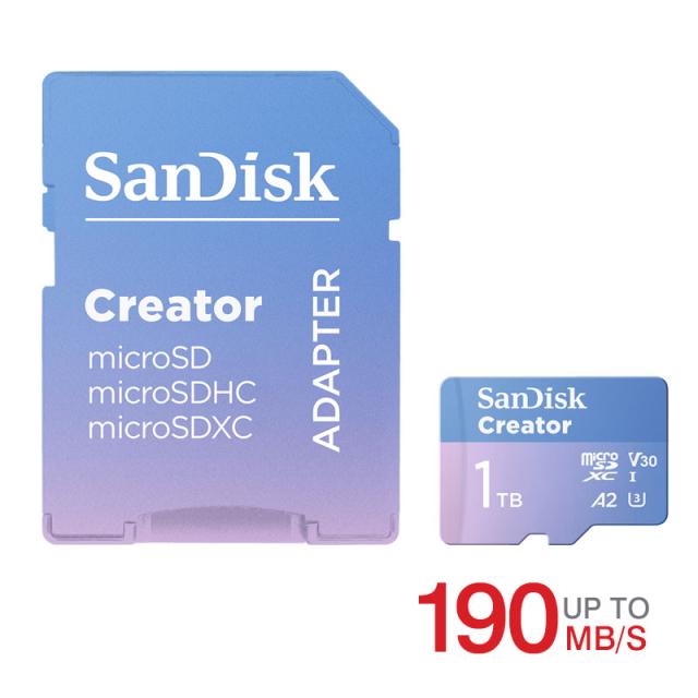 マイクロsdカード microSDXC 1TB SanDisk Creator UHS-I U3 V30 A2 4K R:190MB/s W:130MB/s SDSQXAV-1T00-GN6MS SDアダプタ付 Switch対応 並行輸入品 microsdカード micro sdxc カード 1tb ポイント消化