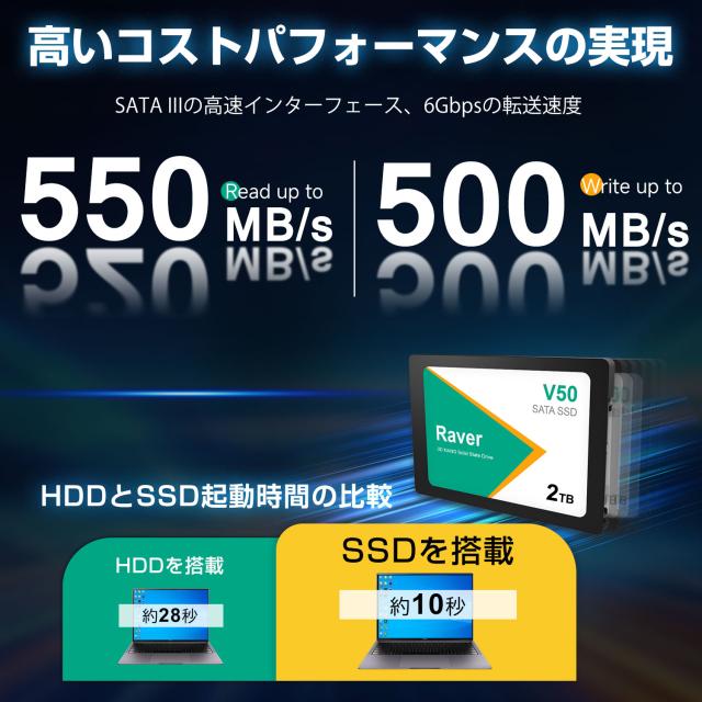 SSD 2TB 内蔵型 Raver 2.5インチ 7mm 3D NAND採用 SATAIII 6Gb/s 550MB/s PS4動作確認済み 国内正規品  国内3年保証  宅配便配送_1