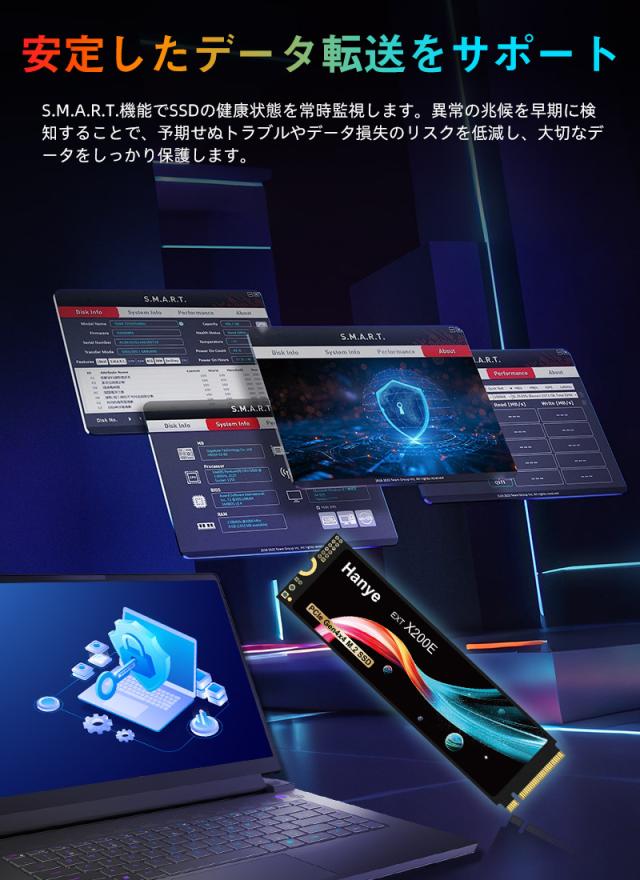 Hanye SSD 2TB PCIe Gen4x4 M.2 NVMe 2.0 2280 PS5 Pro/PS5 Slim/PS5動作確認済み R:7200MB/s W:6300MB/s 3D NAND グラフェン放熱シート付き 5年保証 宅配便配送 ポイント消化_6