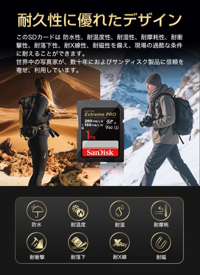 SDカード 1TB SanDisk Extreme PRO SDXCカード UHS-II U3 V60 6K 4K R:280MB/s W:150MB/s  SDSDXEP-1T00-GN4IN 海外パッケージ 宅配便配送 sdxc カード 1tb ポイント消化_9
