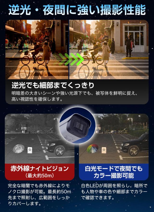 5MP AI搭載 バレット型防犯カメラ 高精細監視 人体検知 スマート分析 屋外対応 IP67 1TOPS ターゲット検知 120dB WDR PoE給電 並行輸入品 3年保証 宅配便_4