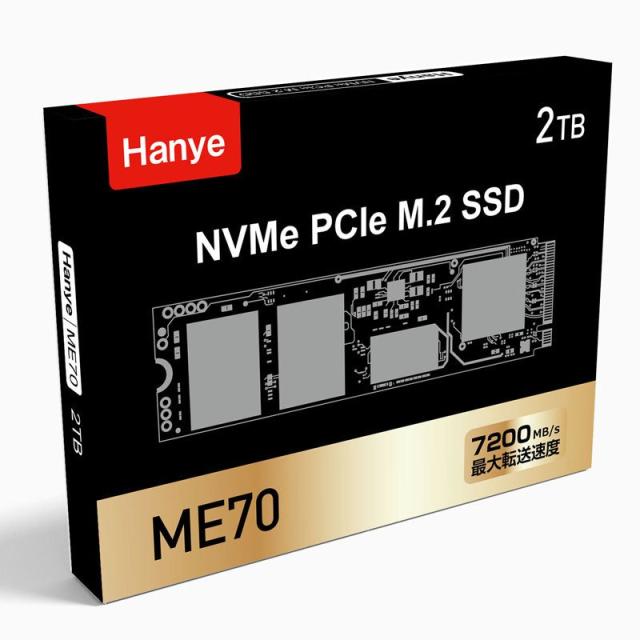 Hanye SSD 2TB PCIe Gen4x4 M.2 NVMe 2280 DRAM搭載 R:7200MB/s W