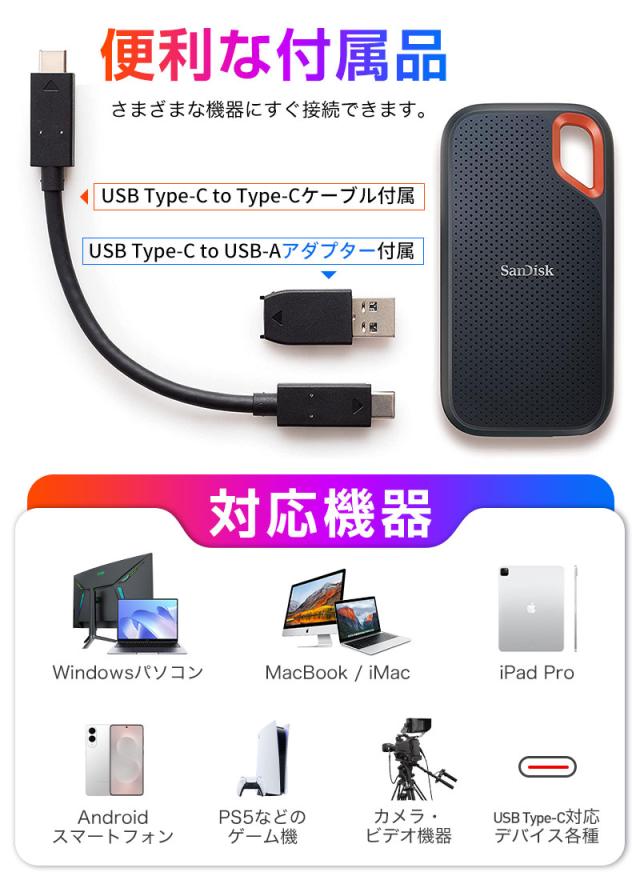 Amazon | SanDisk ポータブルSSD 1TB (読み取り速度最大800MB/秒、USB