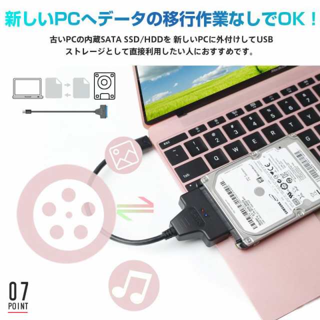 SATA変換ケーブル SATA USB変換アダプター SATA-USB3.0 2.5インチHDD SSD SATA to USBケーブル 50cm  HDD/SSD換装キット ネコポス送料無料の通販はau PAY マーケット - 嘉年華