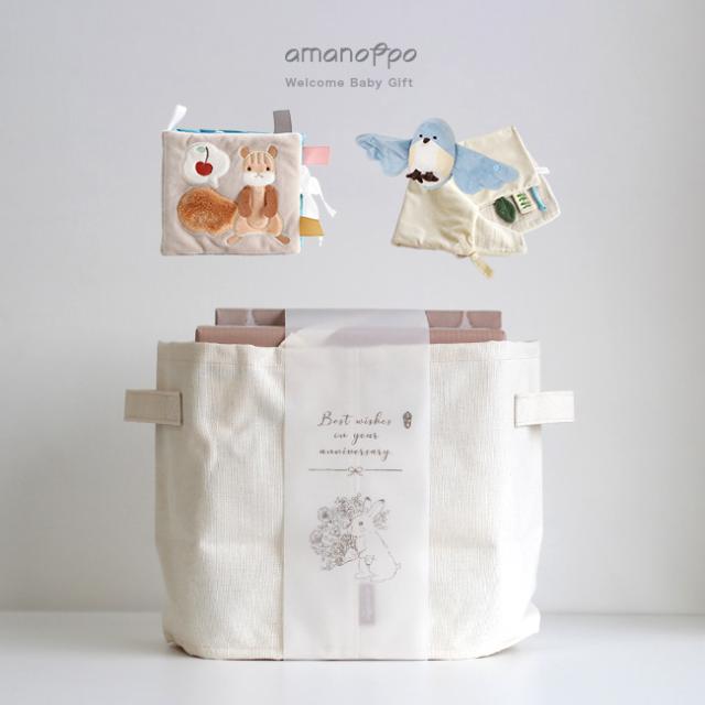amanoppo あまのっぽ ブランケットとふんわりえほん りすくんのさくらんぼ探し(出産祝い ギフト ギフトセット プレゼント) 即納
