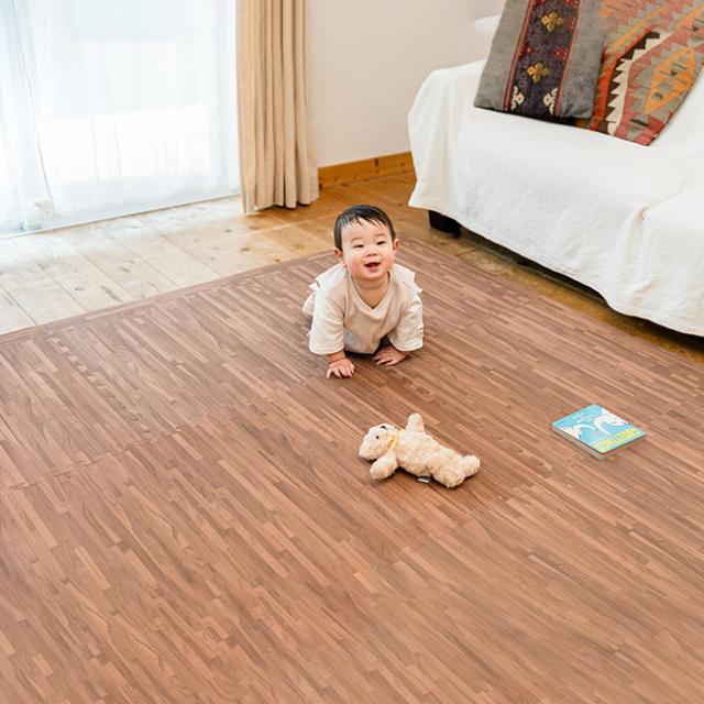 EVA 抗菌フロアーマット ラージ 60cm×9枚 厚さ1.4cm(プレイマット 赤ちゃん 防音 ベビー フロアマット フローリング 木目)【T】_3