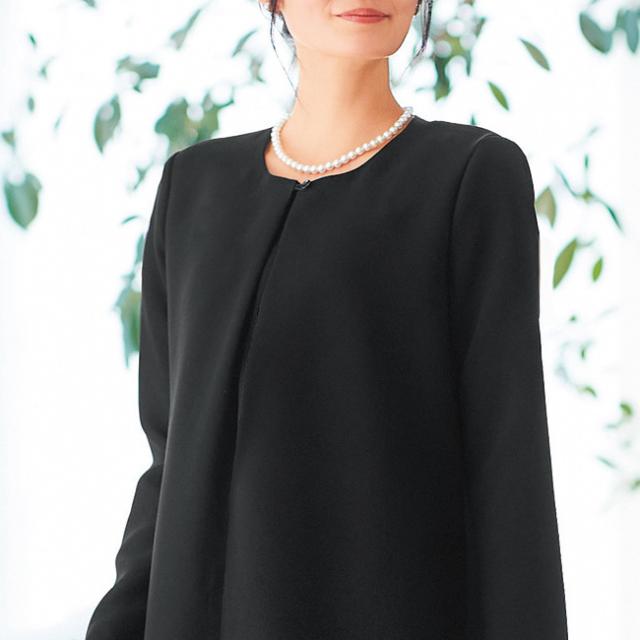 eclaT style BLACK ゆったり フォーマルワンピース ノーカラー 4L・5L(レディース フォーマル ワンピース ブラックフォーマル 冠婚葬祭 お呼ばれ 結婚式 きれいめ 40代 50代 60代)_4