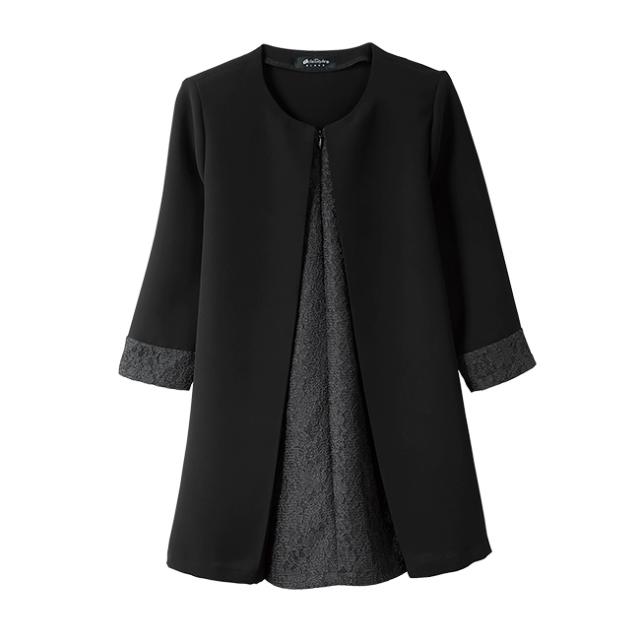 eclaT style BLACK フォーマルチュニック(7分袖 レディース フォーマル チュニック トップス 7分丈 袖 ブラックフォーマル 冠婚葬祭 お呼ばれ 結婚式 きれいめ 40代 50代 60代 女性)_2